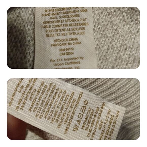 Free People Beige Embellished Angora Wool Blend Short Sleeve Sweater Size PS - Picture 6 of 6